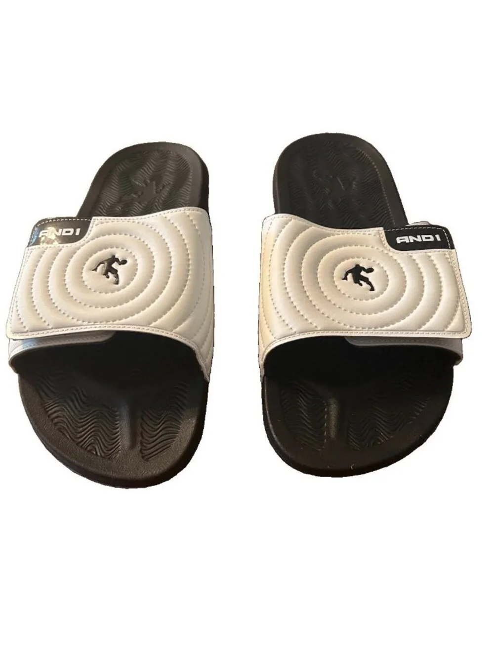 AND1 Men’s Athletic Adjustable Swirl Slide Sandals White Size 12